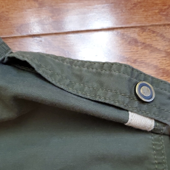 Cabi army green anorak jacket Coat Tan trim on pockets Size Small Fall Spring - Picture 7 of 13